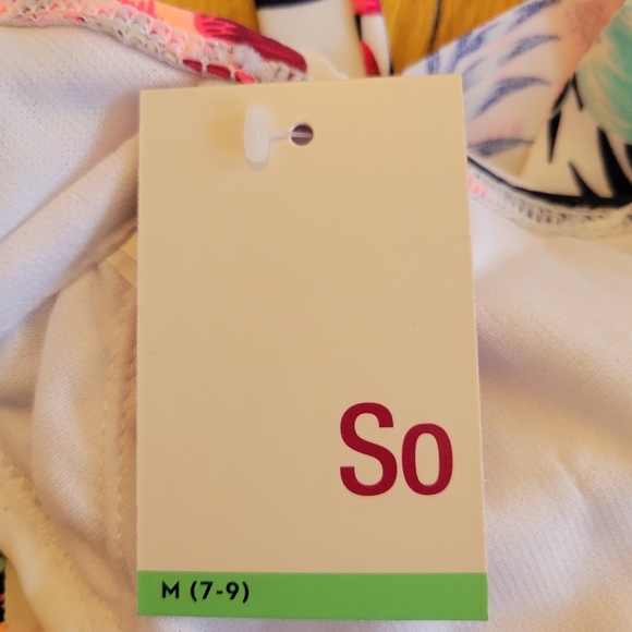 NWT So Malibu Tropical Print Flounce Bikini Top - Picture 3 of 3